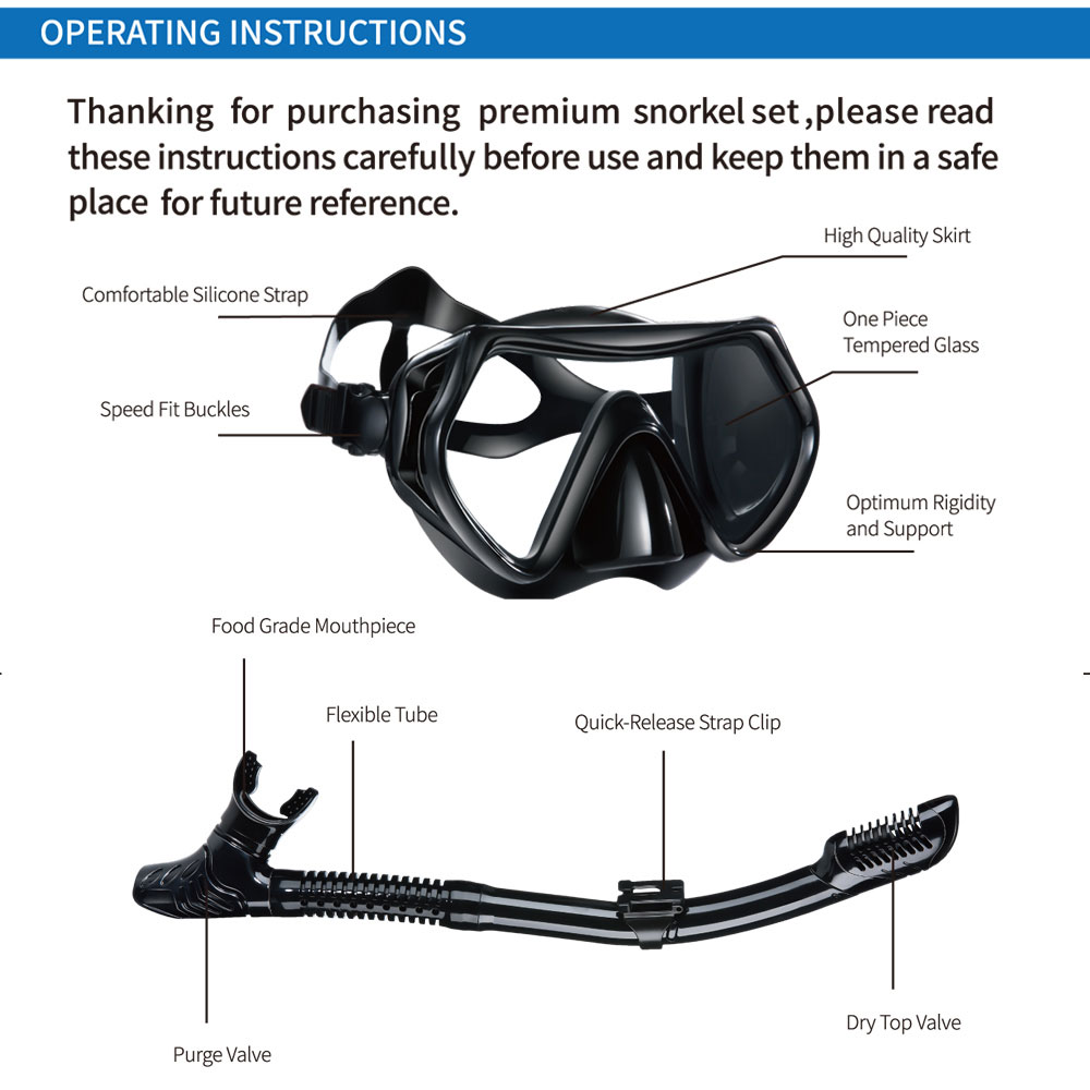 New Diving Snorkel Professiona - Freediving Mask Set review and price